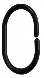 AQUALINE - Kroužky na sprchový závěs 12 ks, plast, černá (23038)