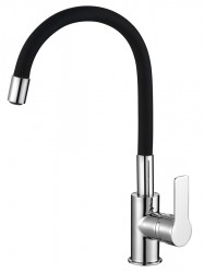 AQUALINE - LORE stojánková dřezová baterie, flexibilní ramínko, černá/chrom (1106-70)