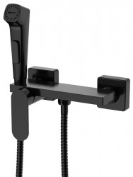 AQUALINE - Nástěnná bidetová baterie se Stop sprškou a poličkou, černá mat (TJ042B)