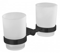 AQUALINE - SAMBA dvojitý držák skleniček, mléčné sklo, černá mat (SB205)