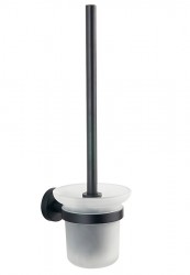AQUALINE - SAMBA WC štětka závěsná, mléčné sklo, černá mat (SB208)