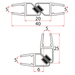 AQUALINE - Set magnetických těsnění 45°pro sklo 5/5, 1850 (2ks) (NDHLF-3)