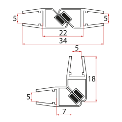 AQUALINE - Set magnetických těsnění 45°pro sklo 5/5, 2000 (2ks) (MAG03)