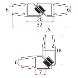 AQUALINE - Set magnetických těsnění 45°pro sklo 6/6, 2000 (2ks) (MAG01)