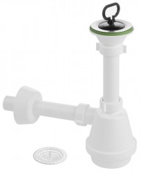AQUALINE - Sifon pro výlevku, nerez výpust 80, zátka s uchem, DN32, bílá (WEH070)