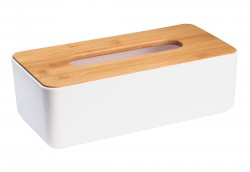 AQUALINE - SNOW zásobník na papírové kapesníky 262x90x132, bílá/bambus (3763)