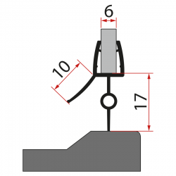 AQUALINE - Spodní těsnění na dveře, sklo 6, 1000, černá (NDAQ6014B-01-2021)