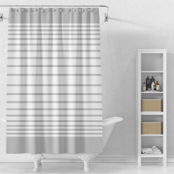 AQUALINE - Sprchový závěs 180x180cm, vinyl, transparentní/bílá, pruhy (ZV033)