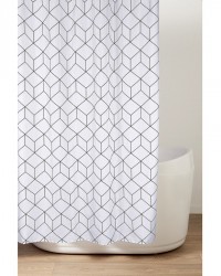AQUALINE - Sprchový závěs 180x200cm, polyester, kostky (ZV029)