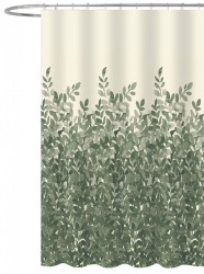 AQUALINE - Sprchový závěs 180x200cm, polyester, zelené listy (ZP012)