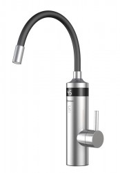 AQUALINE - TON elektrická vodovodní baterie s průtokovým ohřívačem vody, flexi ramínko, 230V, 3kW, černá/nerez (211085)