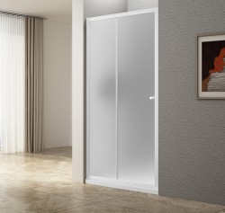 AQUALINE - UGGA posuvné sprchové dveře 1200, sklo Brick, bílá (AWS120)