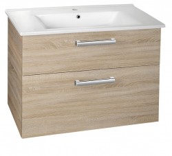 AQUALINE - VEGA umyvadlová skříňka 82x67,6x43,8cm, 2x zásuvka, dub platin (VG883)