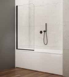 AQUALINE - VILMA vanová zástěna 600x1400, černá, čiré sklo (AQ6014B)