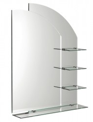 AQUALINE - WEGA zrcadlo 65x90cm, zaoblené, s policemi (65028)