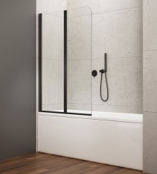 AQUALINE - WILA vanová zástěna 900x1400 skládací, černá, čiré sklo (AQ5742B)