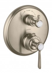 AXOR - Montreux Termostatická baterie pod omítku s uzavíracím a přepínacím ventilem, kartáčovaný nikl (16821820)
