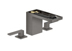 AXOR - MyEdition Umyvadlová baterie s výpustí Push-Open, 3-otvorová instalace, EcoSmart, kartáčovaný černý chrom/bez destičky (47072340)