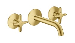 AXOR - One Umyvadlová baterie pod omítku, s výpustí, 3-otvorová instalace, EcoSmart, kartáčovaná mosaz (48130950)