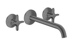 AXOR - One Umyvadlová baterie pod omítku, s výpustí, 3-otvorová instalace, EcoSmart, kartáčovaný černý chrom (48140340)