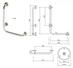 BEMETA HELP nástěnné opěrné držadlo 600x600 levé bílé (301112074)