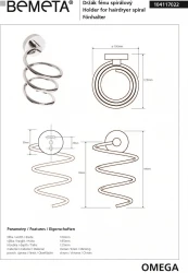 BEMETA OMEGA držák fénu spirálový (104117022)
