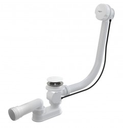 BESCO - Automatický vanový sifon s přepadem - chrom, bílý - Barva - Bílá (VANSWAUTOW)