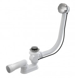 BESCO - Automatický vanový sifon s přepadem - chrom, bílý - Barva - Chrom (VANSWAUTO)