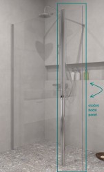 BESCO - Boční otočný panel ECO-N CHROM - Pevná stěna - 30  (BCEXON30)