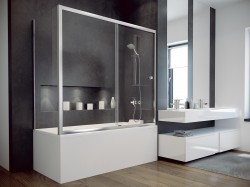 BESCO - Boční panel k vanové zástěně DUO SLIDE II - Barva rámu - Hliník leštěný, Rozměr A - 70 , Rozměr C - 150, Směr zavírání - Univerzální Levé / Pravé, Výplň - Čiré bezpečnostní sklo - 6 mm (BCDUSL70CC)