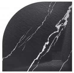 BESCO - Čtvrtkruhová sprchová vanička VEXO MARBLE - černá (VANKVEX90CTVRMB)