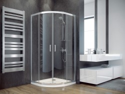 BESCO - Čtvrtkruhový sprchový kout MODERN 185 - Barva rámu - Chrom/Leštěný hliník (ALU), Rozměr A - 80, Rozměr B - 80, Rozměr C - 185, Směr zavírání - Univerzální Levé / Pravé, Výplň - Fume bezpečnostní sklo - 6 mm (BOD80CTVRTCG)