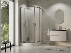 BESCO - Čtvrtkruhový sprchový kout MODERN CHROM 190 - Barva rámu - Chrom/Leštěný hliník (ALU), Rozměr A - 90, Rozměr B - 90, Rozměr C - 190, Směr zavírání - Univerzální Levé / Pravé, Výplň - Fume bezpečnostní sklo - 6 mm (BO290CTVRTCG)