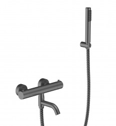 BESCO - Nástěnná termostatická vanová baterie VEO grafitová s příslušenstvím (BABWVSTGR)