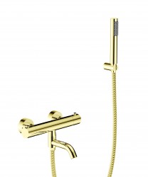 BESCO - Nástěnná termostatická vanová baterie VEO zlatá lesklá s příslušenstvím (BABWVSTJZ)