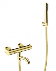 BESCO - Nástěnná termostatická vanová baterie VEO zlatá s příslušenstvím (BABWVSTZL)