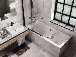 BESCO - Obdélníková vana QUADRO SLIM - Nožičky k vaně - S nožičkami, Rozměr vany - 165 × 75  (VANQAUD165SLIM+OLVPINOZ)