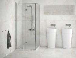 BESCO - Pevná stěna EXO-CH - Barva rámu - Chrom/Leštěný hliník (ALU), Rozměr A - 100, Rozměr C - 190, Směr zavírání - Univerzální Levé / Pravé, Výplň - Čiré bezpečnostní sklo - 6 mm (BCEXOCH100CC)