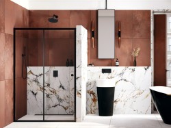 BESCO - Sprchové dveře DUO SLIDE BLACK - Barva rámu - Černá, Rozměr A - 130, Rozměr C - 195, Směr zavírání - Univerzální Levé / Pravé, Výplň - Čiré bezpečnostní sklo - 6 mm (BCDUOSL13BC)