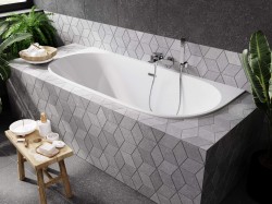 BESCO - vana VICA SLIM+ bílá, sifon se štěrbinovým přepadem - Barva sifonu - Zlatá, Nožičky k vaně - Bez nožiček, Rozměr vany - 170 × 80  (VANVIC170SLIMZ)