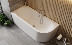 BESCO - Volně stojící vana AVITA A-LINE bílá, sifon s napouštěním přepadem - Barva sifonu - Černá, Rozměr vany - 170 × 75 Způsob provedení - Levé (VANAVITAL17LBN)