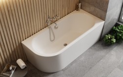 BESCO - Volně stojící vana AVITA A-LINE bílá, sifon s napouštěním přepadem - Barva sifonu - Zlatá, Rozměr vany - 170 × 75 Způsob provedení - Pravé (VANAVITAL17PZN)