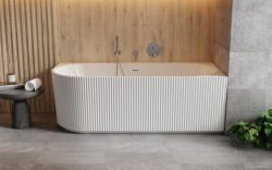 BESCO - Volně stojící vana DENAYA bílá, sifon se štěrbinovým přepadem - Barva - Bílá, Barva sifonu - Bílá, Rozměr vany - 150 × 75 Způsob provedení - Pravé (VANDENA150PW)