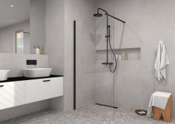 BESCO - Walk-in sprchový kout ECO-N BLACK - Barva rámu - Černá, Pevná stěna - Bez pevné stěny, Rozměr A - 120, Rozměr C - 195, Výplň - Čiré bezpečnostní sklo - 6 mm (BCEXON120BC)