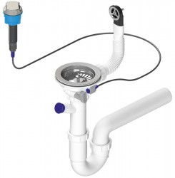 Bruckner - Dřezový sifon s přepadem, ovládáním a odbočkou, 6/4