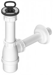 Bruckner - Umyvadlový sifon, nerez výpust, zátka s uchem, DN40, bílá (151.112.0)