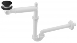 Bruckner - URBINO umyvadlový sifon šetřící místo, click-clack výpust, DN32, černá mat (151.133.9)