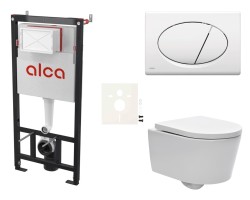 Cenově zvýhodněný závěsný WC set Alca do lehkých stěn / předstěnová montáž + WC SAT Brevis SIKOASW1 (SIKOASW1)