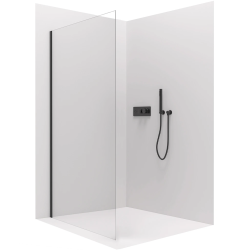 CERANO - Boční stěna Orlano L/P - 5 mm - černá matná, transparentní sklo - 70x195  (CER-8050BD75992)