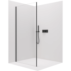 CERANO - Boční stěna Porte L/P - 8 mm - černá matná, transparentní sklo - 100x195  (CER-413459)